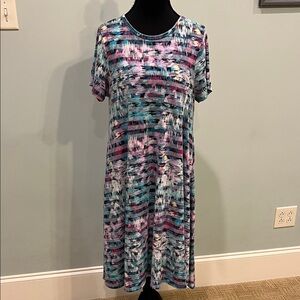 LuLaRoe Multicolor Abstract Midi Dress